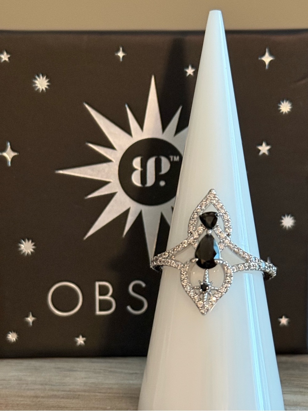 Bomb Party Obsidia Ring “The Shadow Orbit” Size 7. Brand New!